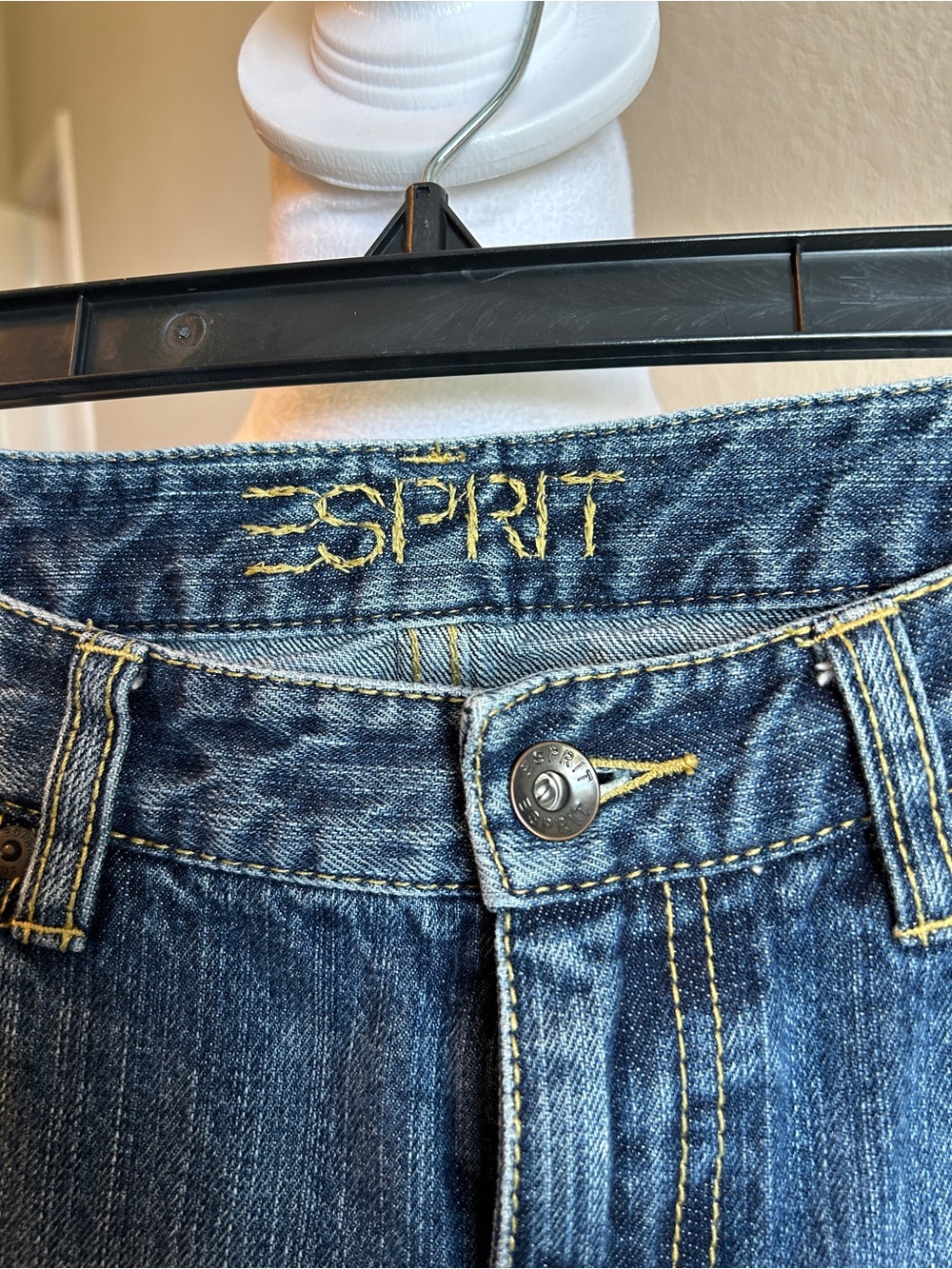 ESPRIT Y2K Distressed Boyfriend Flair Rose Embroidered Dark Blue Jeans Size 6 - Picture 4 of 14